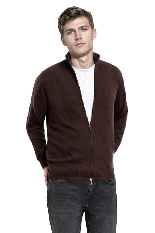 CARDIGAN CACHEMIRE ZIPPE DK BROWN 20904 DK BROWN