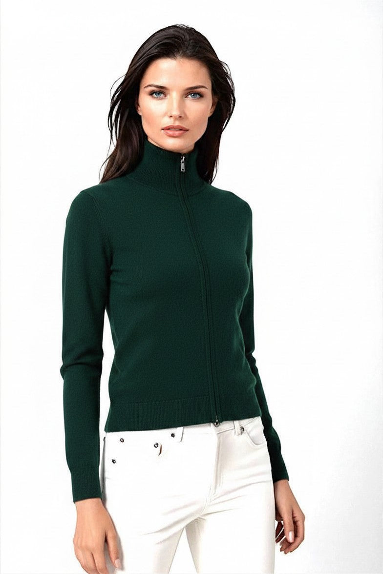 CARDIGAN CACHEMIRE ZIPPÉ DK GREEN 20619 DK GREEN