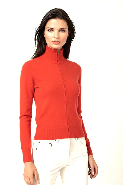 CARDIGAN CACHEMIRE ZIPPÉ DK ORANGE 21742 DK ORANGE