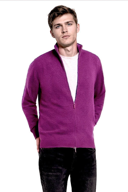 CARDIGAN CACHEMIRE ZIPPE DK ORCHID 21219 DK ORCHID