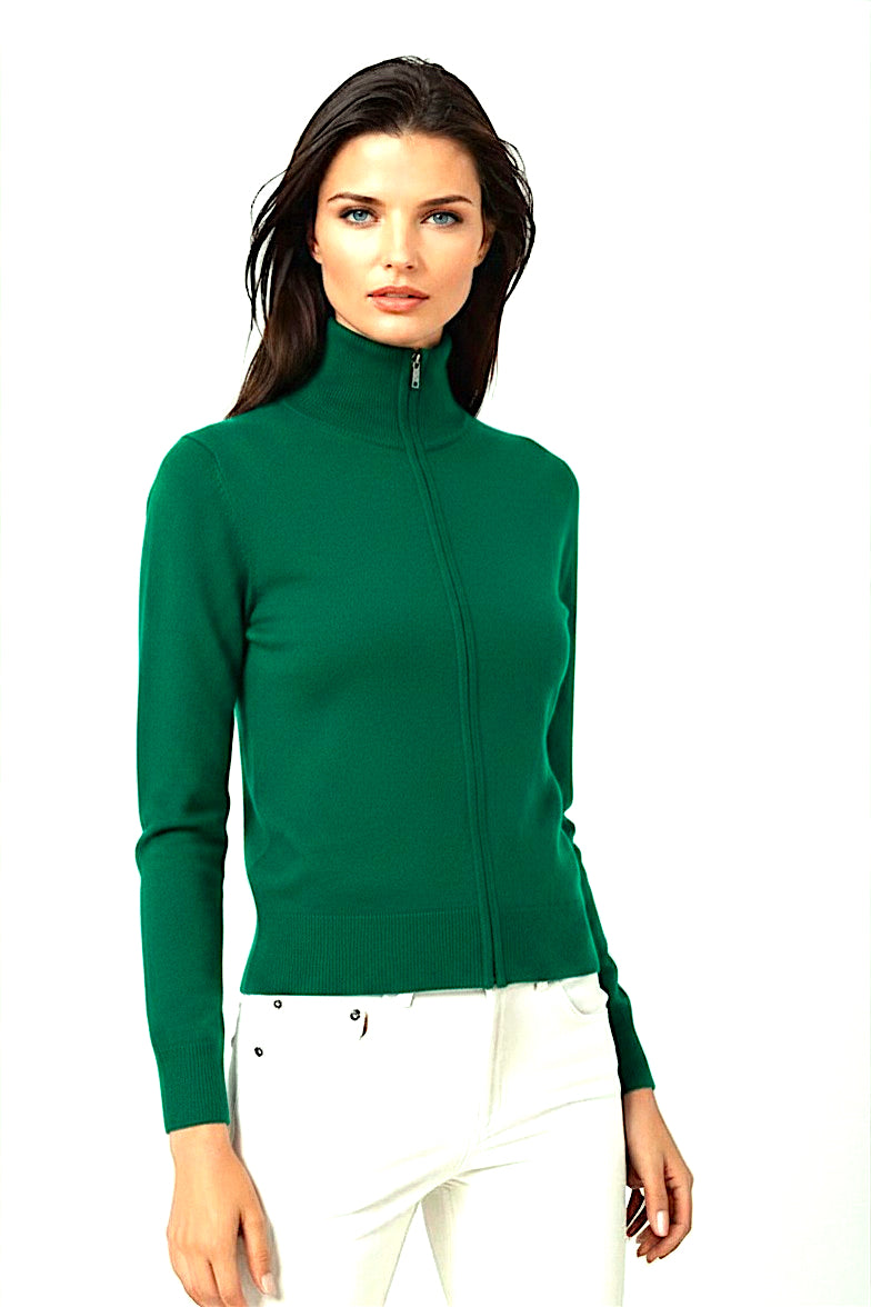 CARDIGAN CACHEMIRE ZIPPÉ EMERALD 22352 EMERALD