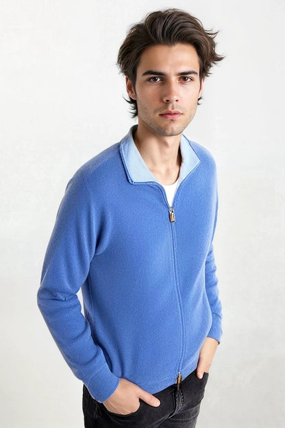 CARDIGAN CACHEMIRE ZIPPÉ HOMME 8010-5042S BLACK-GR 8010-5042S BLACK-GR