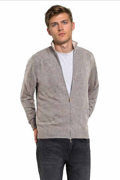 CARDIGAN CACHEMIRE ZIPPÉ HOMME 8073-18638 TAUPE 8073-18638 TAUPE