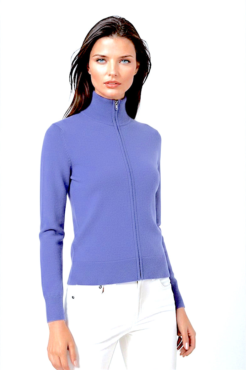 CARDIGAN CACHEMIRE ZIPPÉ LAVENDER BLUE 22570 LAVENDER BLUE