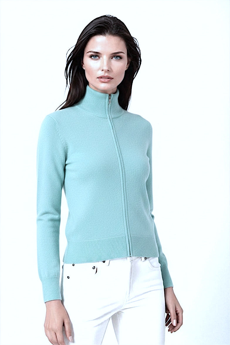 CARDIGAN CACHEMIRE ZIPPÉ LT BLUE 22335 LT BLUE