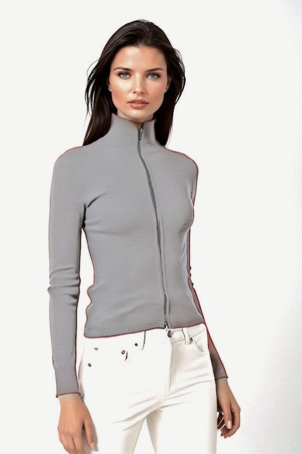 CARDIGAN CACHEMIRE ZIPPÉ MED GREY 5042S MED GREY