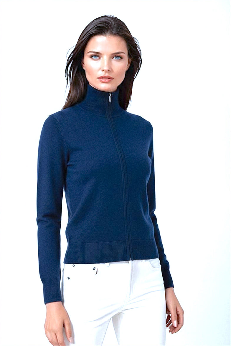 CARDIGAN CACHEMIRE ZIPPÉ NIGHT BLUE 21536 NIGHT BLUE