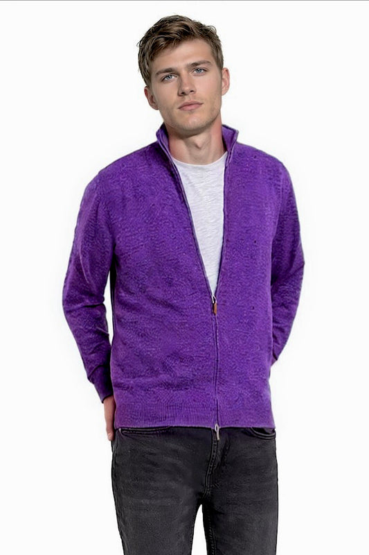CARDIGAN CACHEMIRE ZIPPE PURPLE