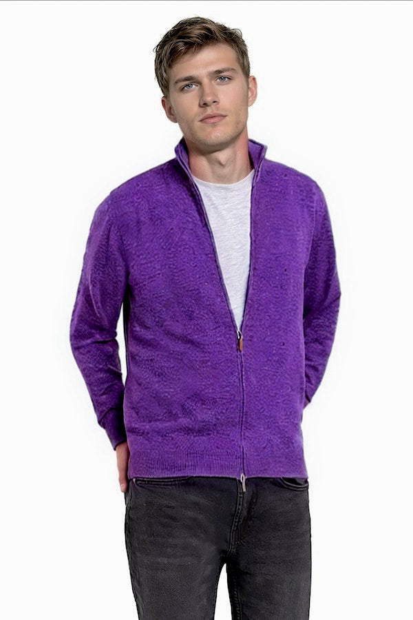 CARDIGAN CACHEMIRE ZIPPE PURPLE 20327 PURPLE