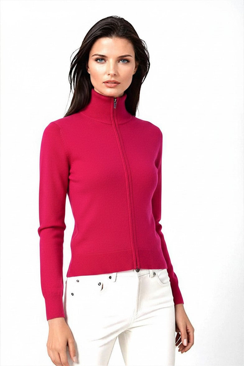 CARDIGAN CACHEMIRE ZIPPÉ STRAWBERRY 54674 STRAWBERRY