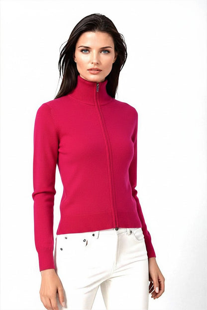 CARDIGAN CACHEMIRE ZIPPÉ STRAWBERRY 54674 STRAWBERRY