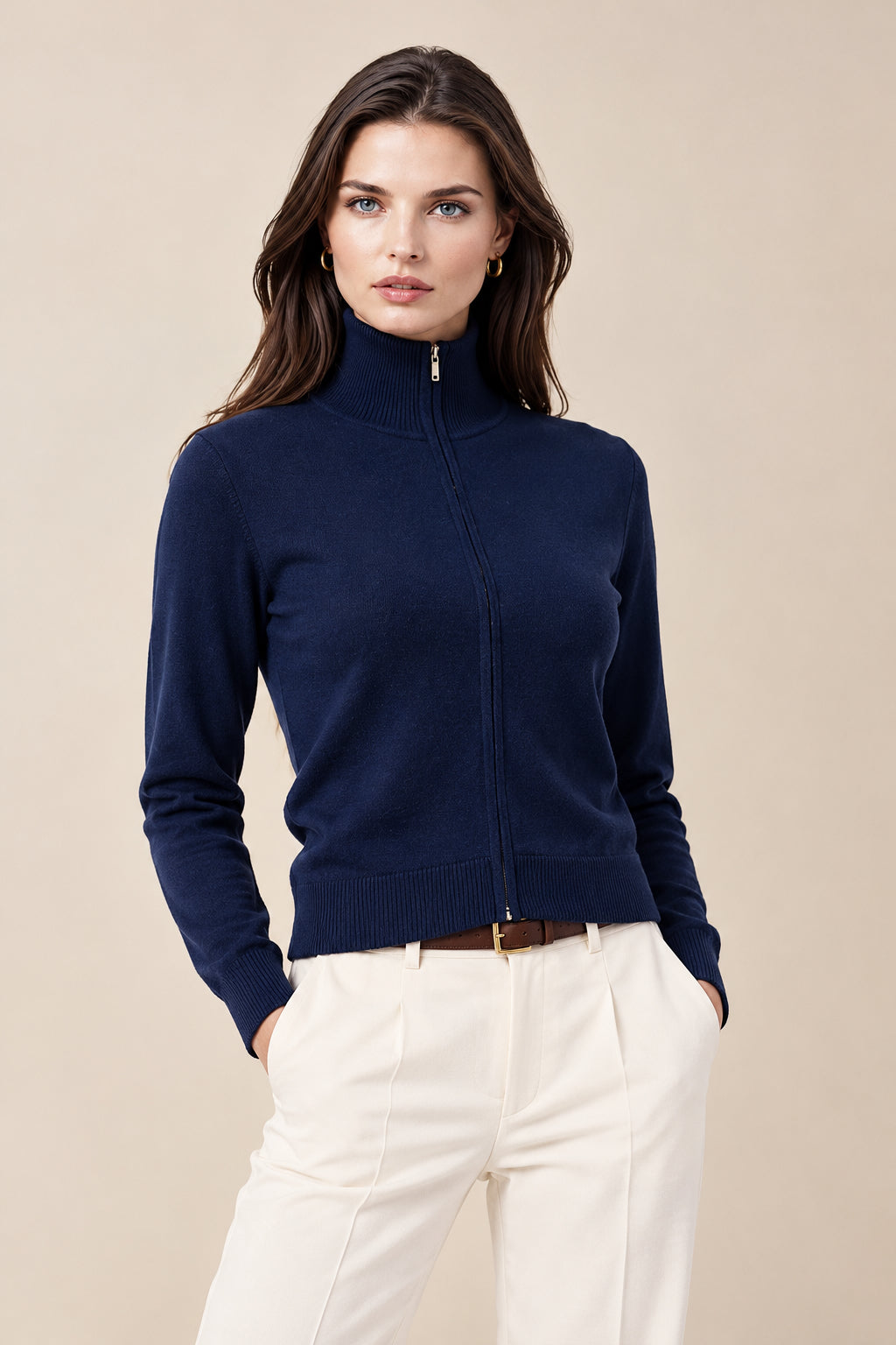 CARDIGAN CACHEMIRE ZIPPÉ WHITE S614 WHITE