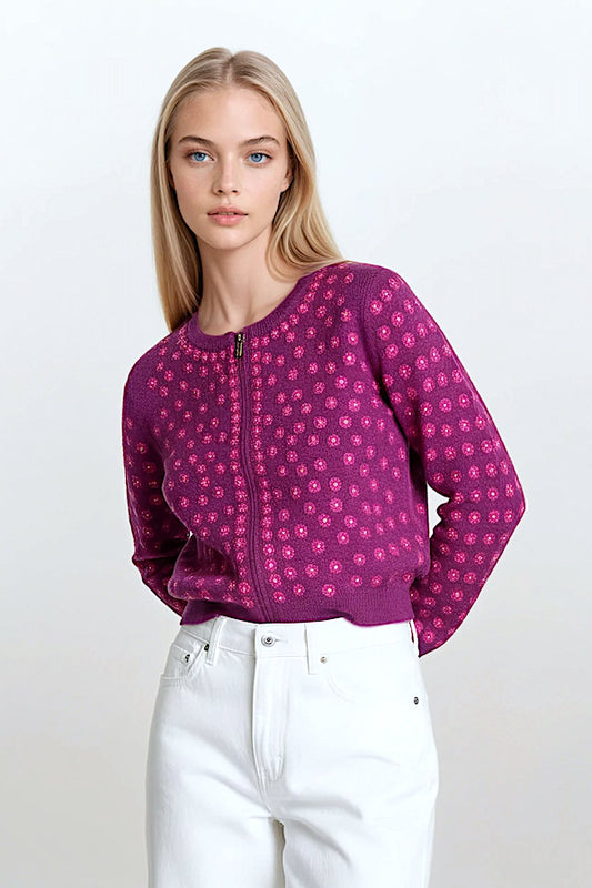 CARDIGAN COL ROND CACHEMIRE 21219-56025 DK ORCHI 21219-56025 DK ORCHI