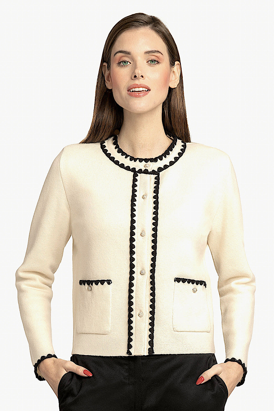 CARDIGAN COL ROND CACHEMIRE OFF WHITE 9617 OFF WHITE