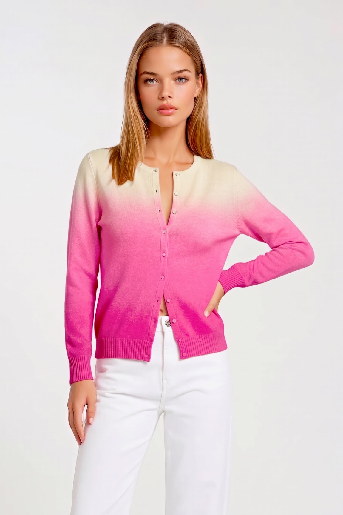 CARDIGAN COL ROND TYE DYE BUBBLE GUM 5058S BUBBLE GUM