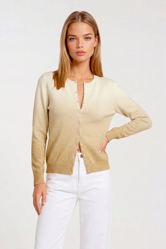CARDIGAN COL ROND TYE DYE CAMEL 1632 CAMEL
