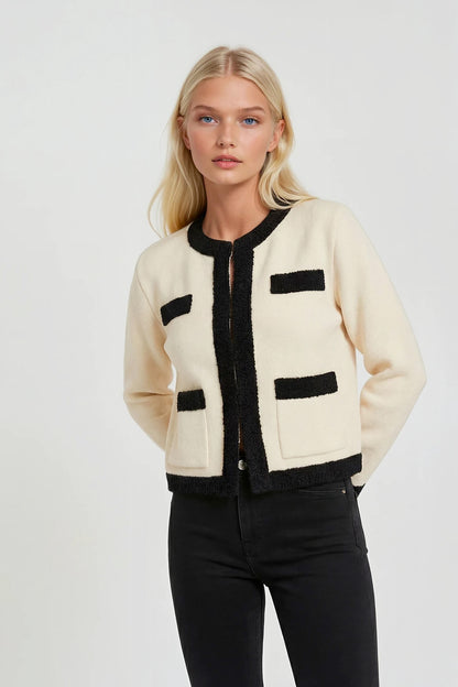 CARDIGAN COURT POINT D'ETOFFE LT BLUE-NAVY 23239 LT BLUE-NAVY