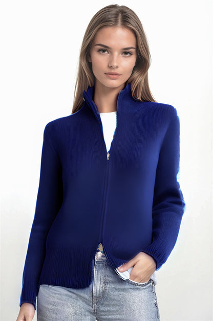 CARDIGAN ZIPPÉ CACHEM. 2-FILS NAVY 21034 NAVY