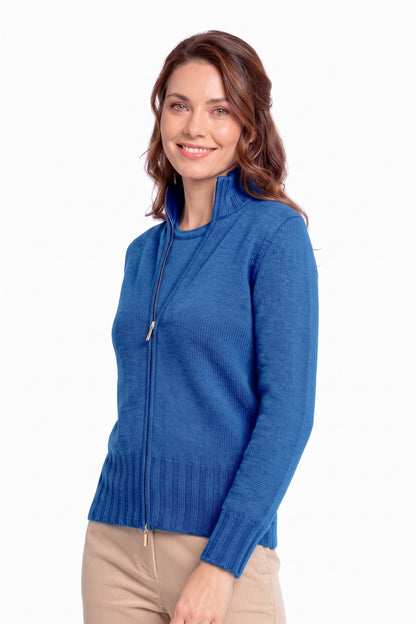 CARDIGAN ZIPPÉ CACHEM. 2-FILS ROYAL BLUE M627 ROYAL BLUE
