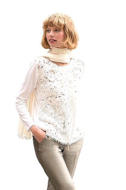 CARDIGAN ZIPPÉ DEVANT MACRAMÉ BLACK