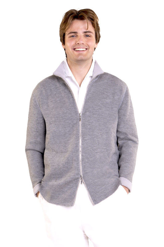 CARDIGAN ZIPPÉ RÉVERSIBLE BIC. 0610-1001 GREY-PEARL