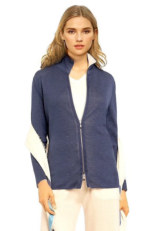 CARDIGAN ZIPPÉ RÉVERSIBLE BIC. 103R-32783 BLACK-TAU