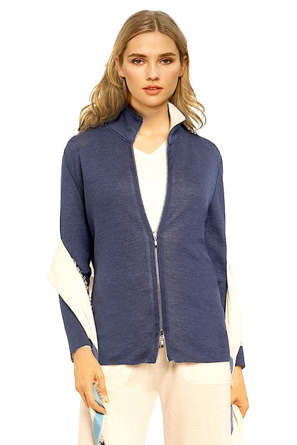 CARDIGAN ZIPPÉ RÉVERSIBLE BIC. 191K-8001 GREY-WHITE