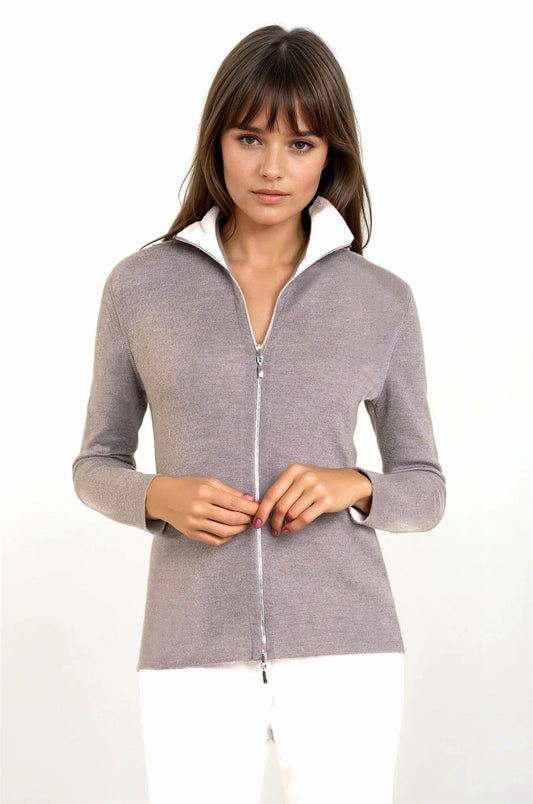 CARDIGAN ZIPPÉ RÉVERSIBLE BIC. 2274R-61126 NAVY-SKY