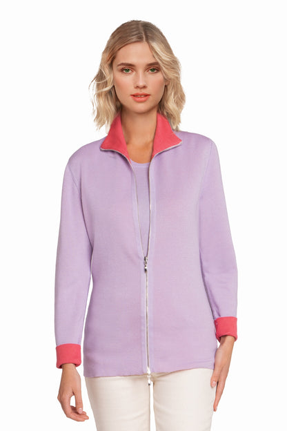 CARDIGAN ZIPPÉ RÉVERSIBLE BIC. 2280R-32487 BROWN