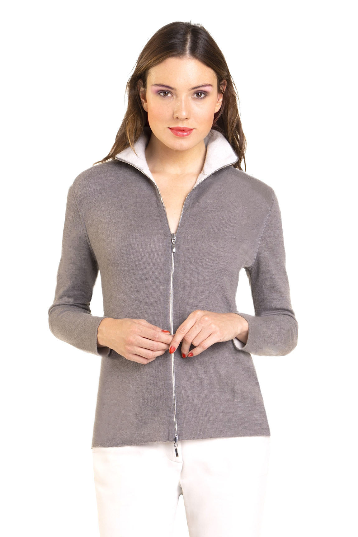 CARDIGAN ZIPPÉ RÉVERSIBLE BIC. 2280R-32487 BROWN 2280R-32487 BROWN
