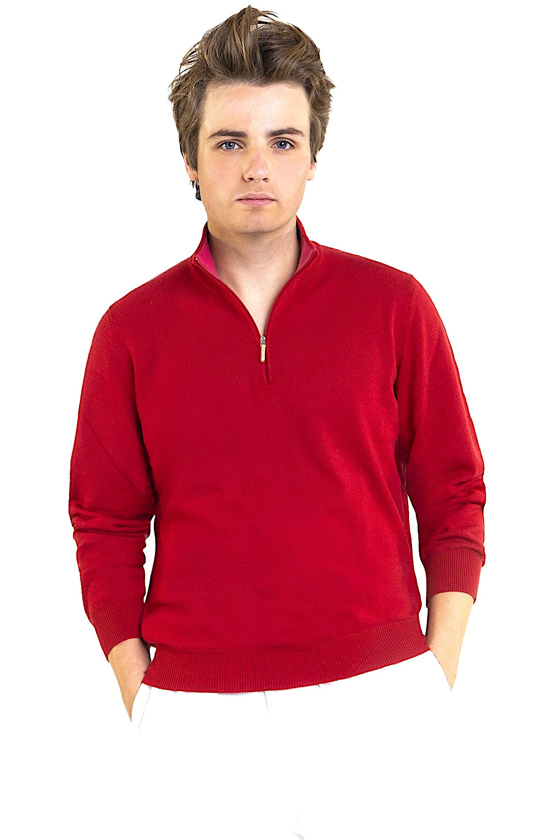 CASHMERE HALF ZIP MOCK NECK