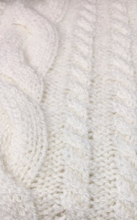 CASHMERE KNITTED CABLE BLANKET 6144 ECRU