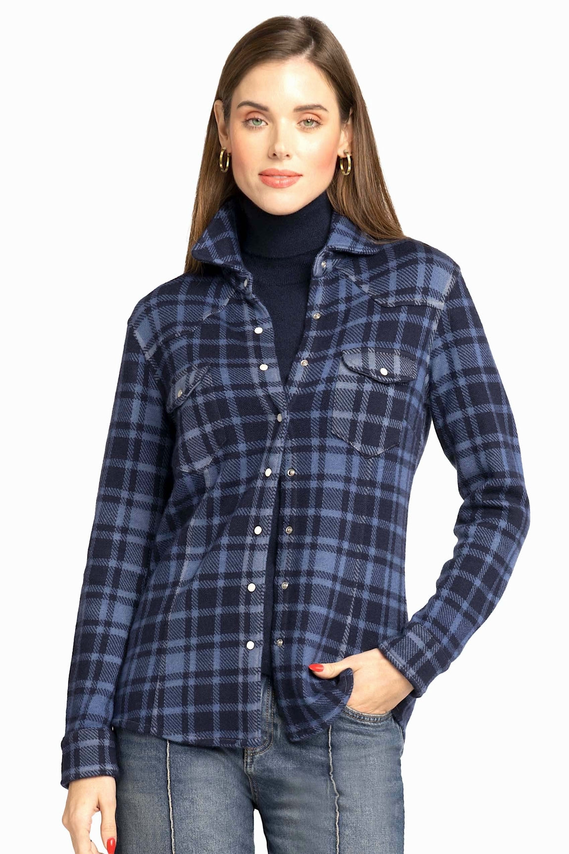 CHEMISE À CARREAUX DÉLAVÉE JEANS