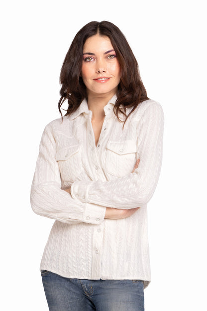 CHEMISE À TORSADES AJOUREES LT GREY