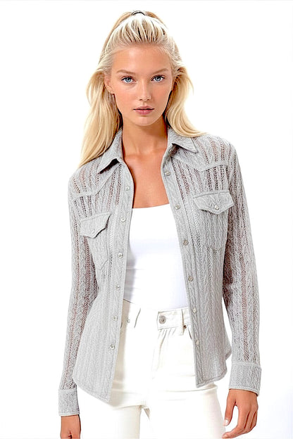 CHEMISE À TORSADES AJOUREES LT GREY 23231 LT GREY