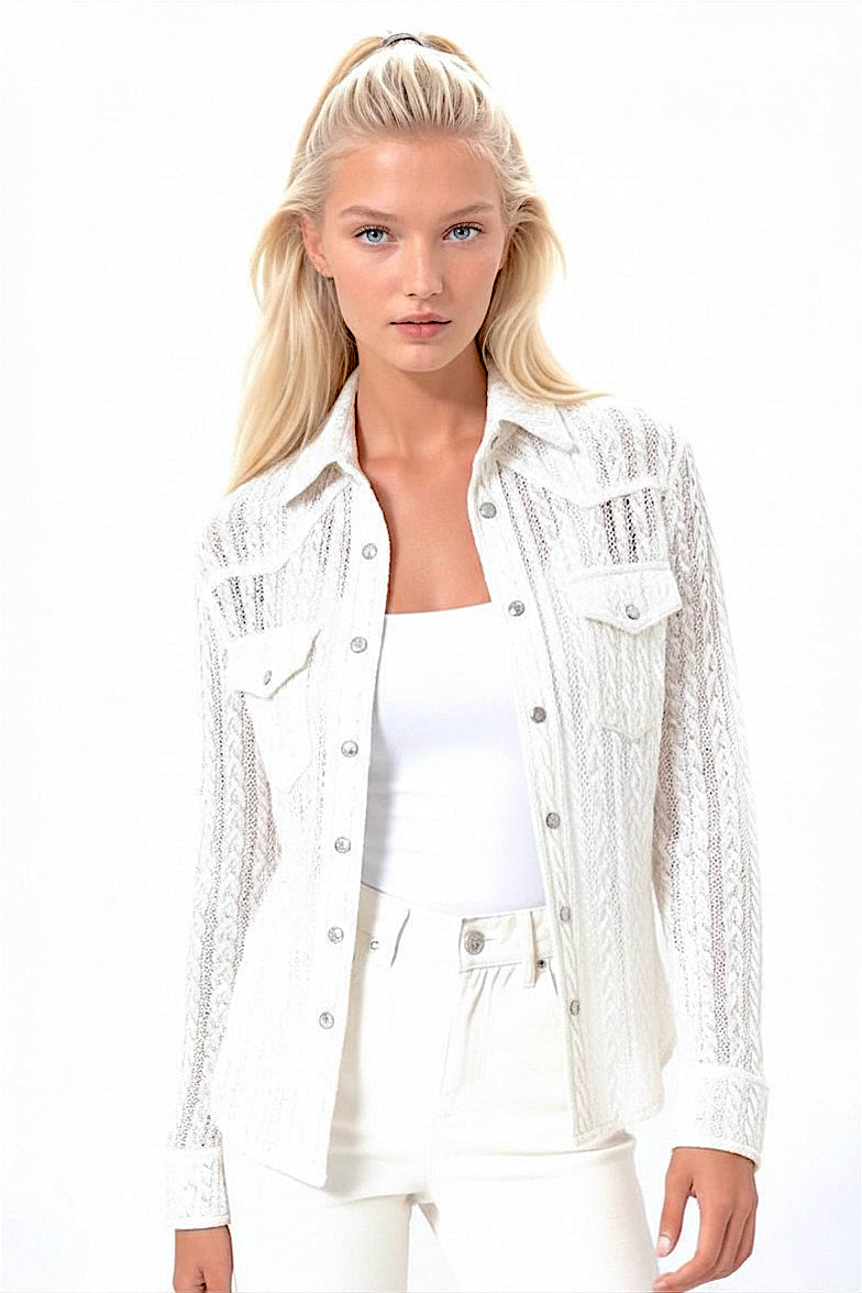 CHEMISE À TORSADES AJOUREES WHITE
