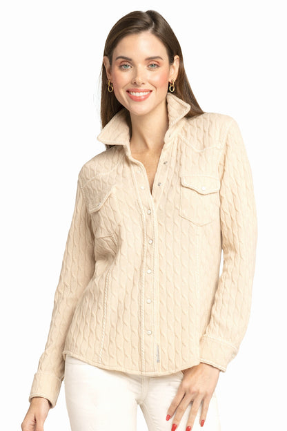 CHEMISE À TORSADES ET SURPIQÛR CREAM 25831 CREAM