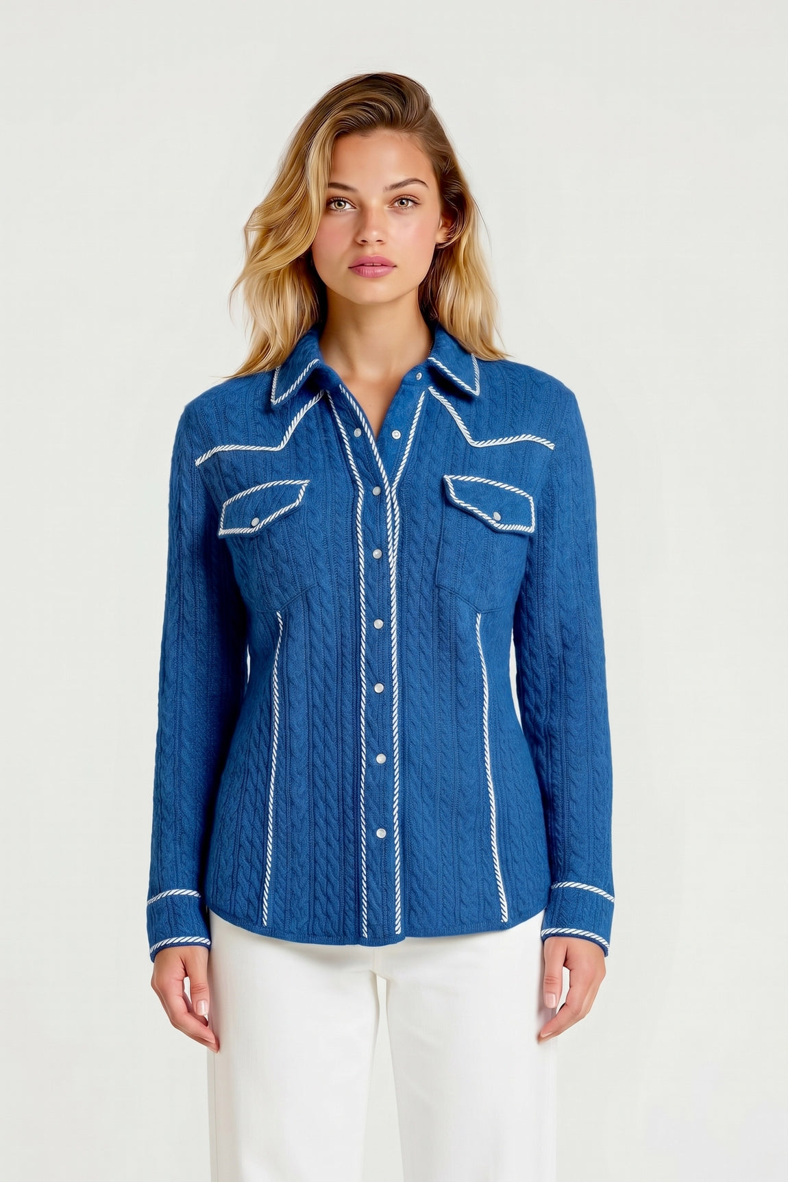 CHEMISE À TORSADES IRLANDAISES ROYAL BLUE M627 ROYAL BLUE