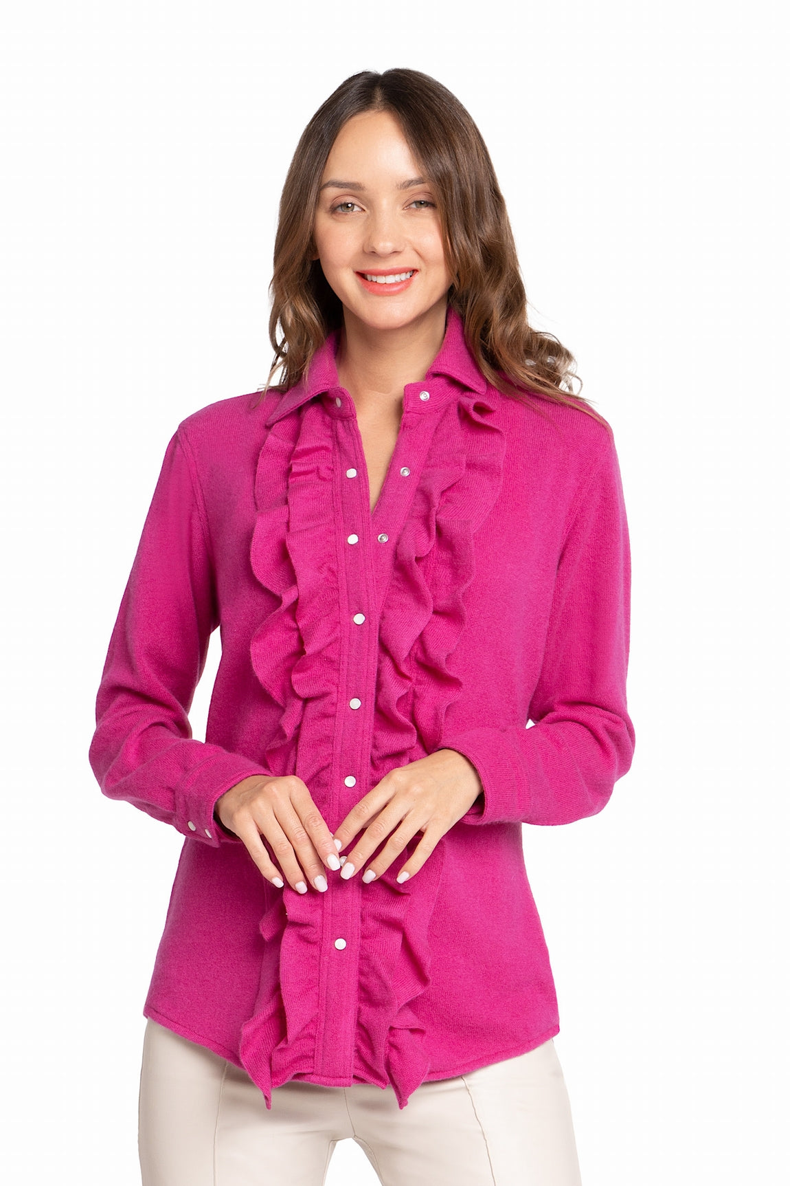 CHEMISE À VOLANTS CACHEMIRE FUCHSIA 21860 FUCHSIA