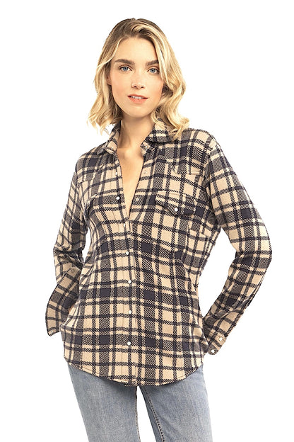 CHEMISE CACHEMIRE À CARREAUX 35785-32855 NAVY-BEI 35785-32855 NAVY-BEI