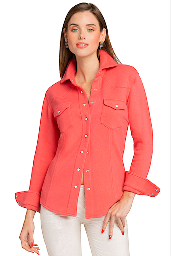 CHEMISE CACHEMIRE DOUBLE FACE CORAL RED