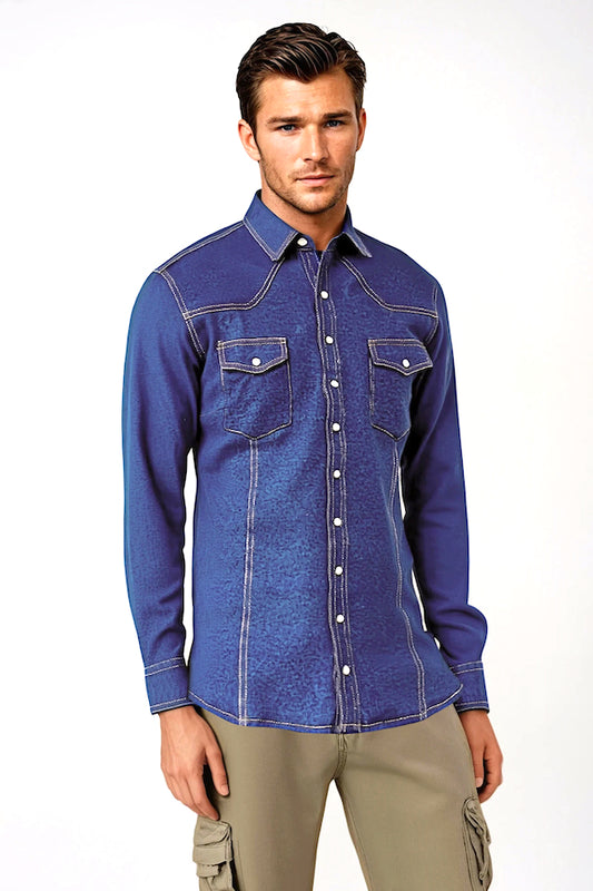 CHEMISE CACHEMIRE STONEWASHED NIGHT BLUE