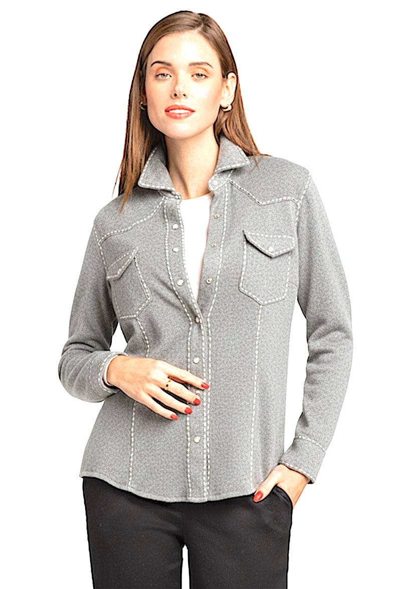 CHEMISE CACHEMIRE SURPIQURES LT GRAY-GRAY 200072 LT GRAY-GRAY