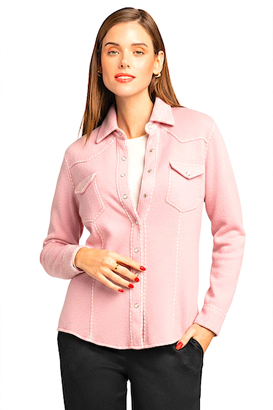 CHEMISE CACHEMIRE SURPIQURES LT PINK 1593S LT PINK