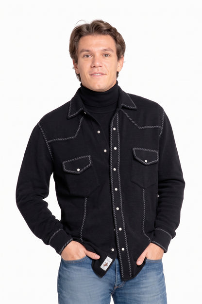 CHEMISE HOMME À SURPIQÛRES 8010-M635 BLACK 8010-M635 BLACK