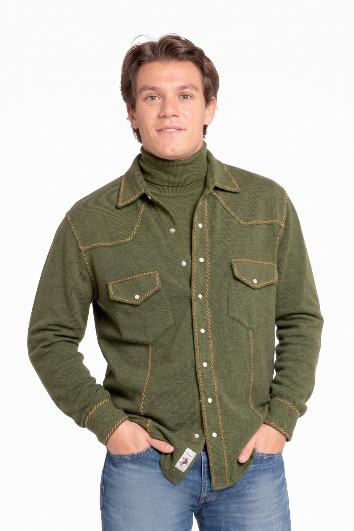 CHEMISE HOMME À SURPIQÛRES M300-1632 KHAKI M300-1632 KHAKI