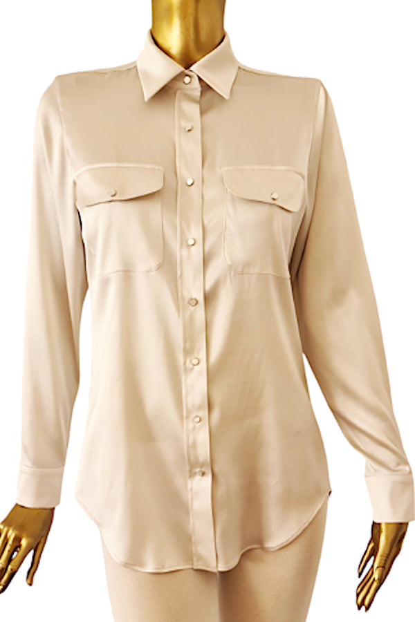 CHEMISE SOIE BOUTONS-PRESSION WHITE