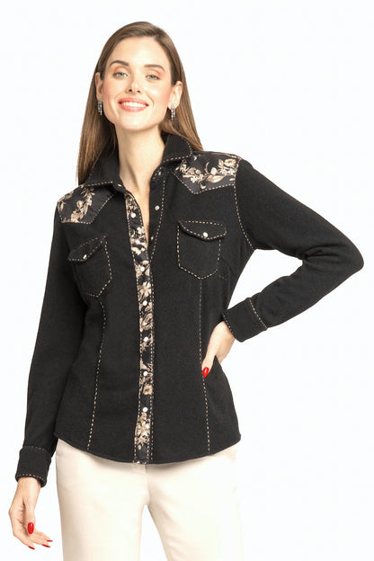 CHEMISE SURPIQURES & SOIE IMPR 8010-SK45 BLACK 8010-SK45 BLACK