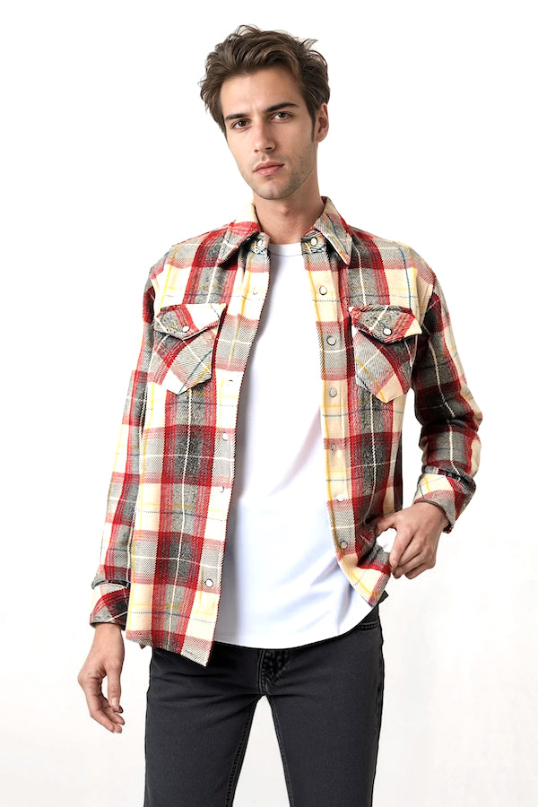 CHEMISE TARTAN CACHEMIRE HOMME RED