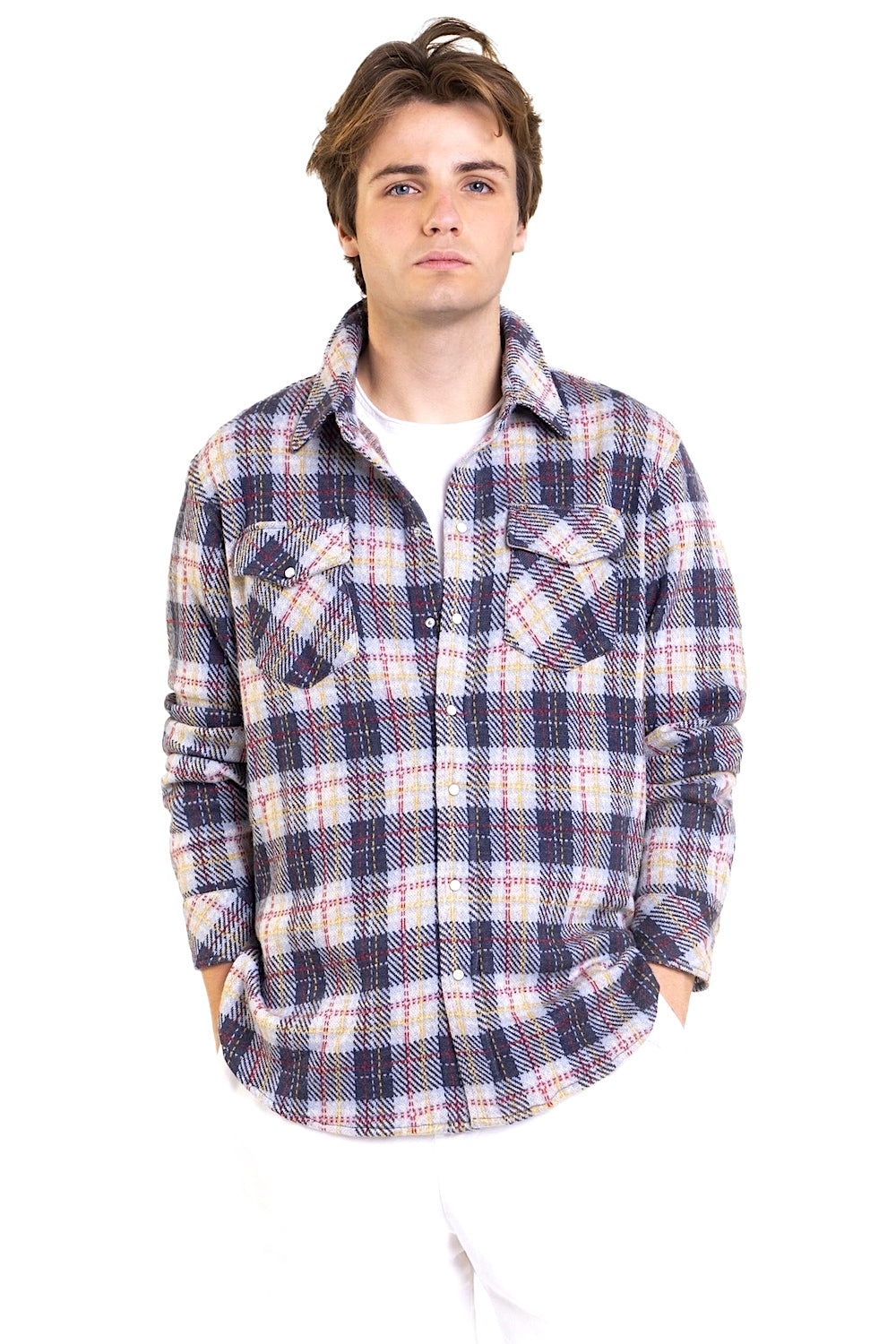 CHEMISE TARTAN CACHEMIRE LT BLUE